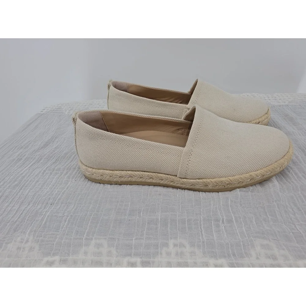 ABEO Blake Canvas Espadrille Slip On Flat Shoes Cream Tan Beige Womens Size 8